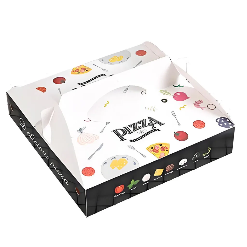 Белая картонная коробка для пиццы Белая картонная коробка для пиццы