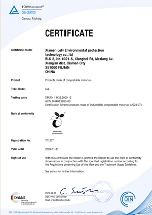 ASTM D6400 Прозрачный компостируемый стаканчик из PLA