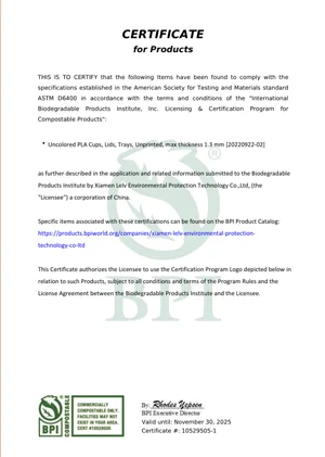 Vaso compostable de PLA transparente BPI