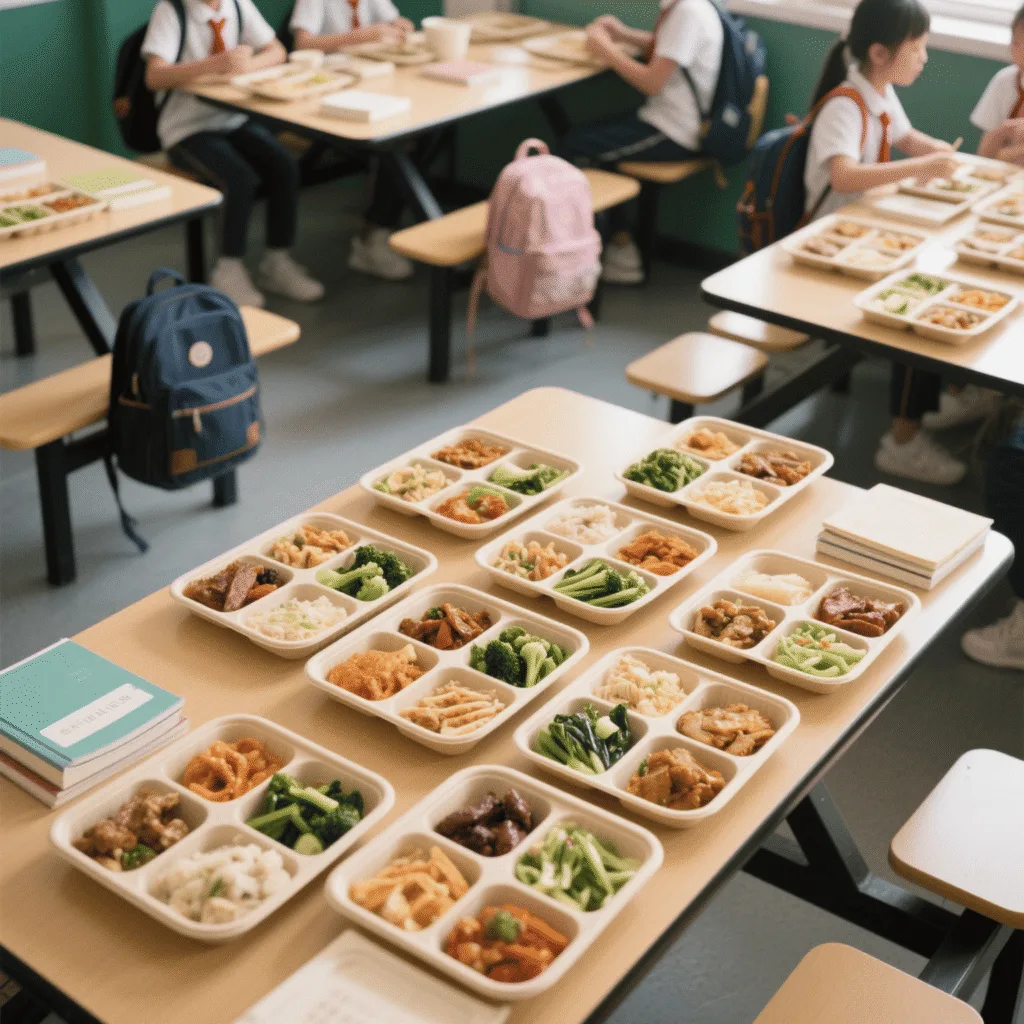 Plateaux-repas jetables plateaux de service alimentaire en bagasse en gros