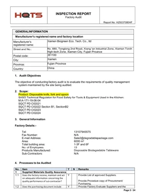 Inspection Report Factory Audit