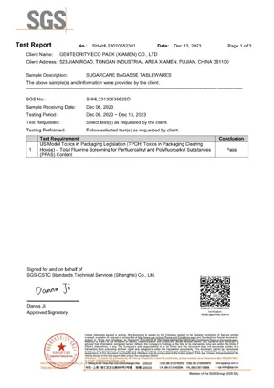 PFAS Free Certificate | Bioleader® Certificate