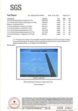 RPET lid PFAS PFOA PFOS POPS Free Test Report