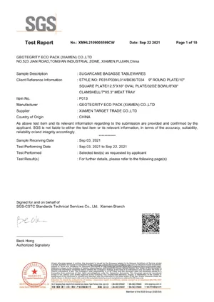 SGS Test Report EC No1935 2004 LFGB FDA Meet EU Standard | Bioleader® Certificate