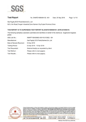 SGS Test Report LFGB FDA Meet German LFGB Standard | Bioleader® Certificate