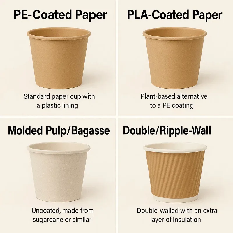 ¿Qué material de vaso de papel de 4 oz es el adecuado para usted?