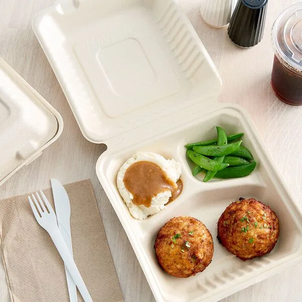 Bagasse 3 Compartment Take Out Container Bagasse 3 Compartment Take Out Container