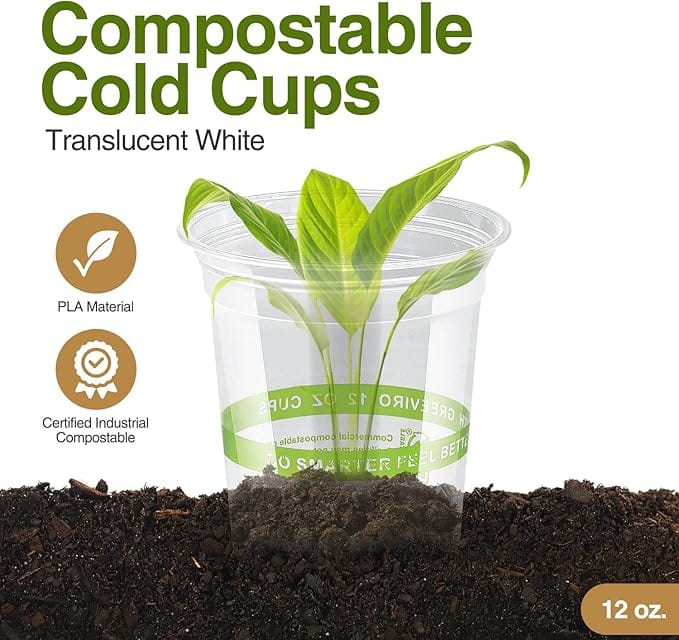 Composteerbare plantaardige plastic bekers 12oz Composteerbare plantaardige plastic bekers 12oz