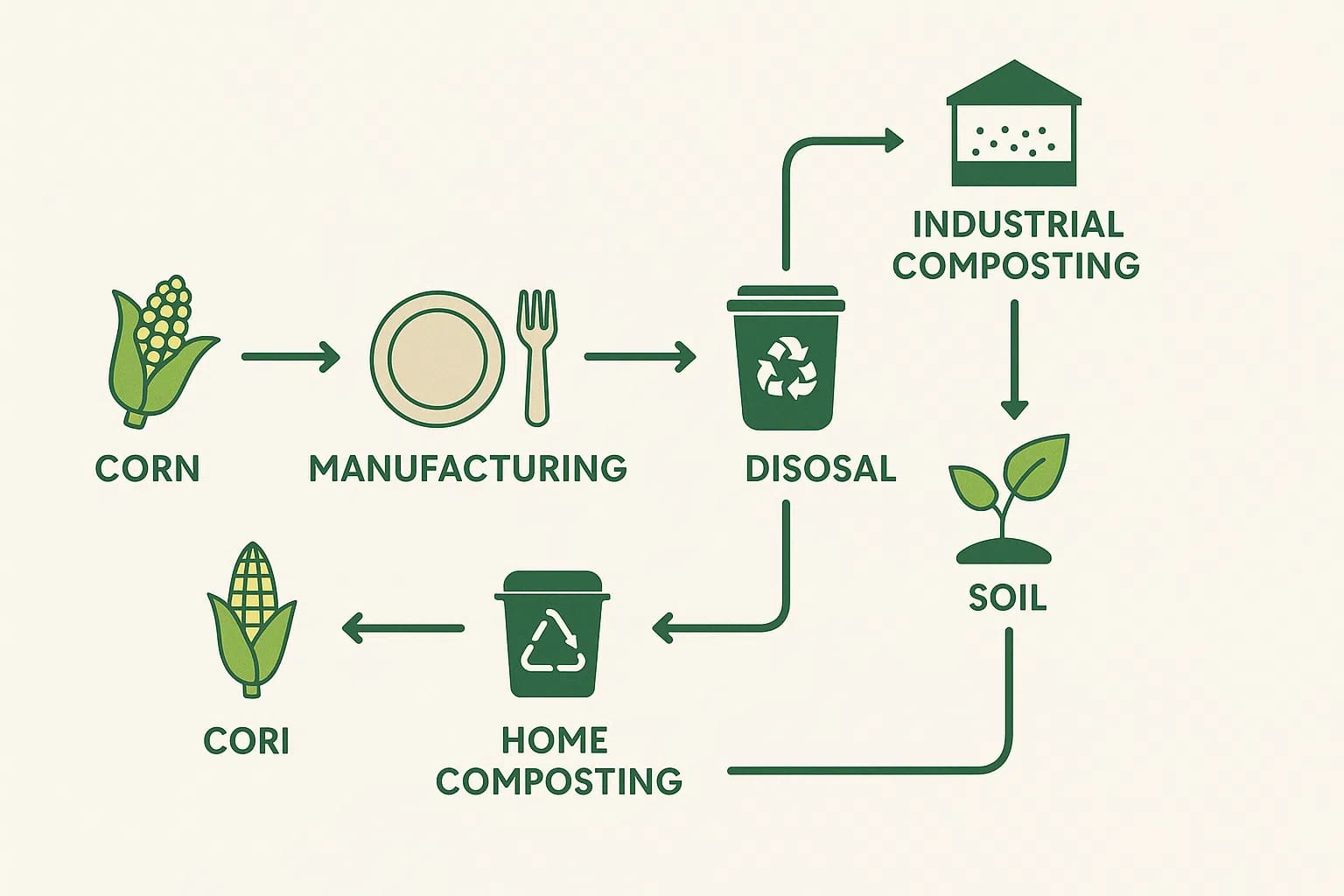 Stroomdiagram afbraakproces maïszetmeeltafelgerei