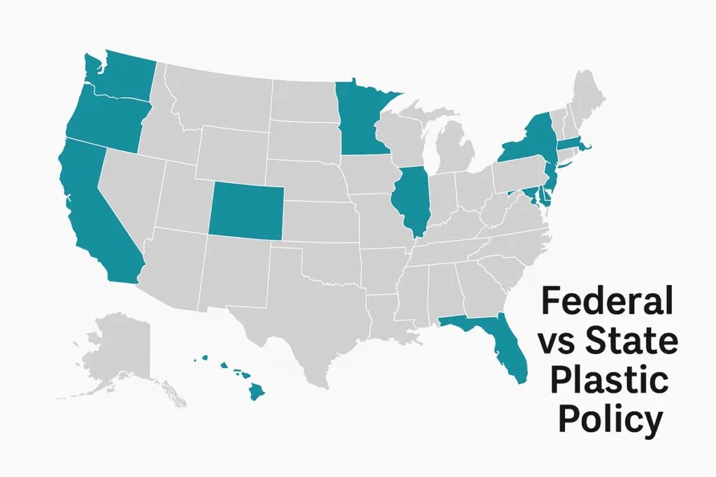 Kaart van het kunststoffenbeleid in de Verenigde Staten Kaart van het kunststoffenbeleid in de Verenigde Staten