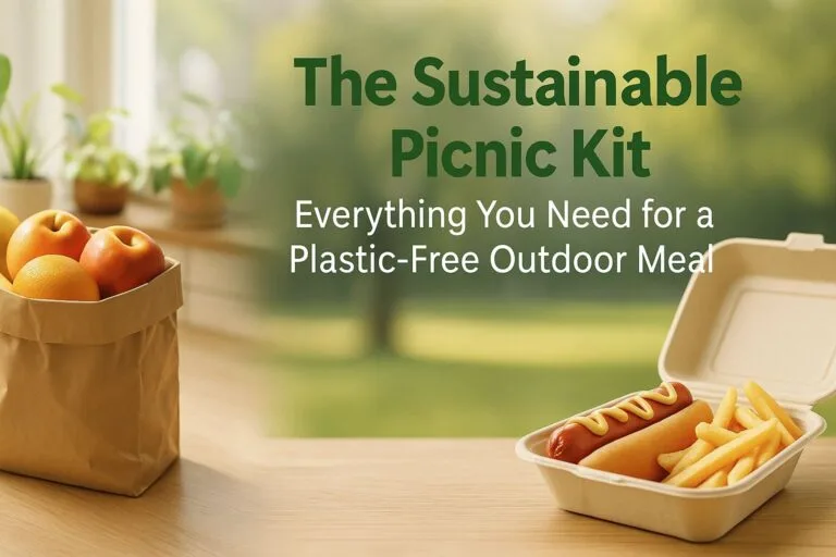 O kit de piquenique sustentável Tudo o que precisa para uma refeição ao ar livre sem plástico não é preguiçoso