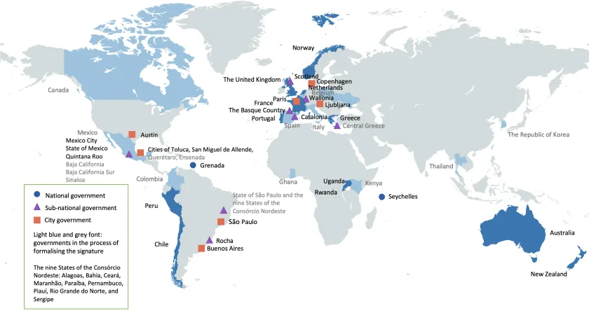 World map illustrating national single use plastics bans and policies produced by UNEP World map illustrating national single use plastics bans and policies produced by UNEP