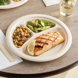 3 Compartment Round Bagasse Trays