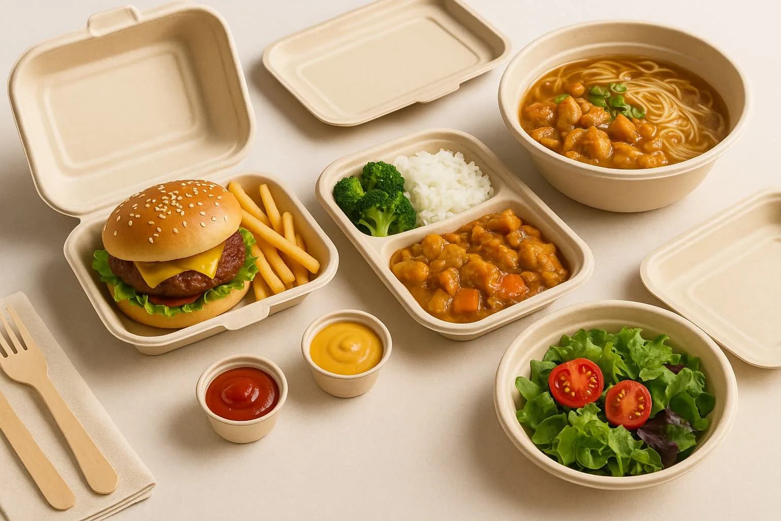 Dagli hamburger ai buffet: come le stoviglie in bagassa risolvono tutti i problemi di imballaggio dei takeaway no lazy