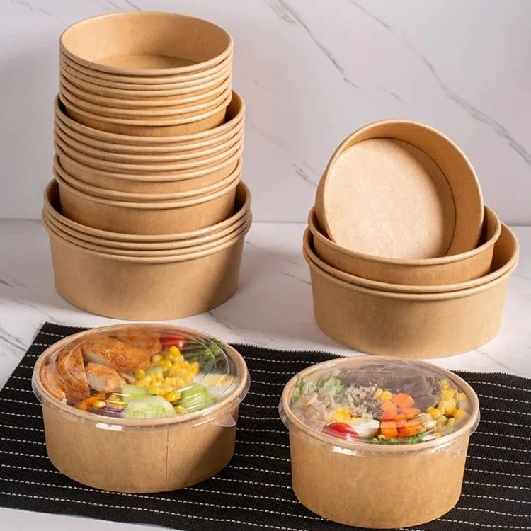 12oz paper salad bowl single portion 12oz paper salad bowl with single-serve salad, ideal for poke bowls and takeout