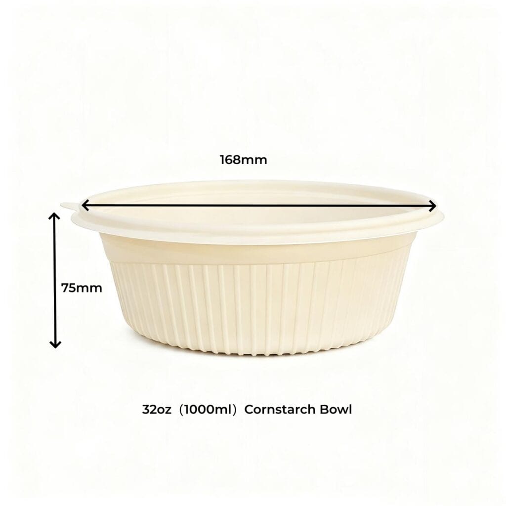 ふた付きコーンスターチボウル 1000ml | コーンスターチ | Bioleader® コーンスターチ食器メーカー