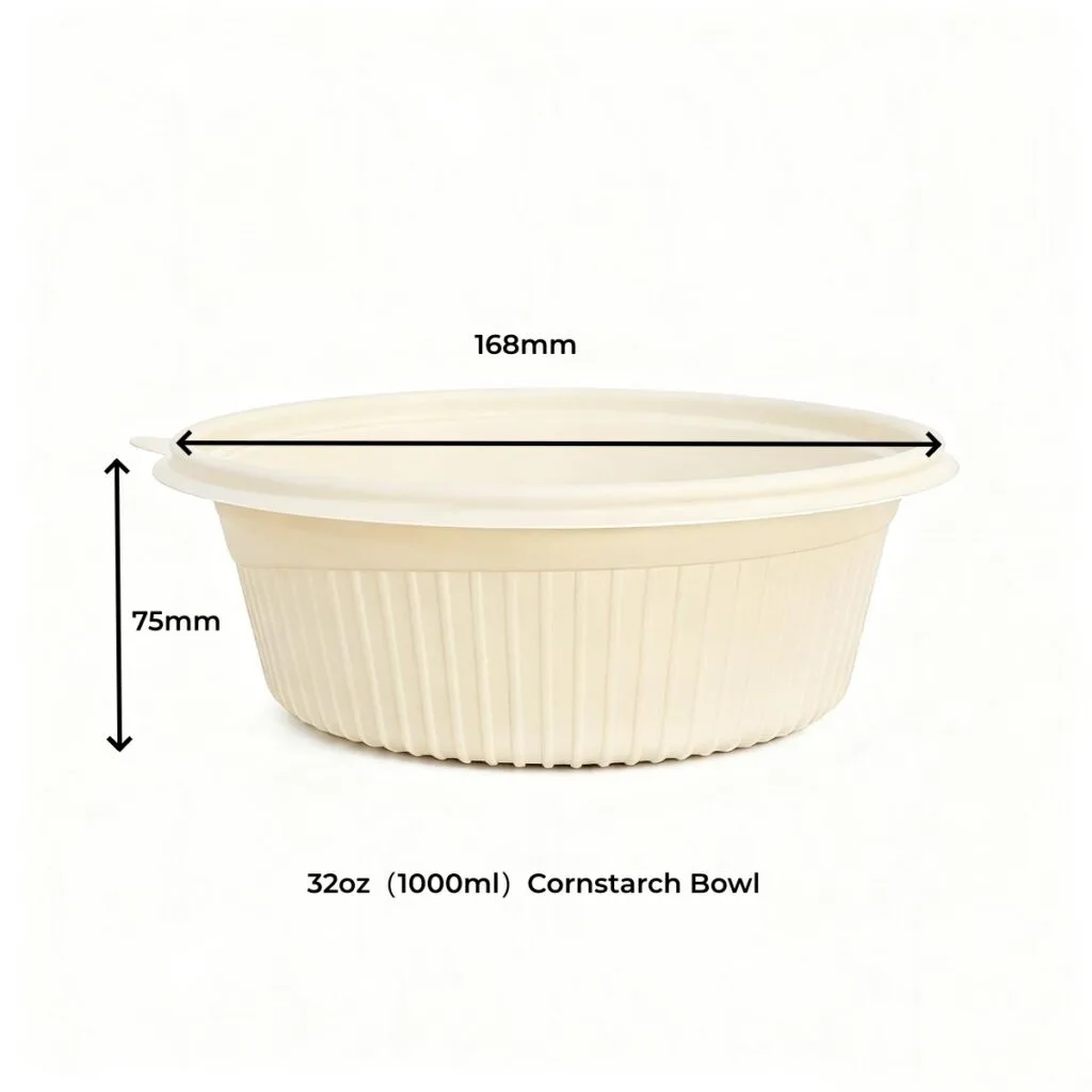 Bols en amidon de maïs avec couvercles 1000ml | Amidon de maïs | Bioleader® Cornstarch Tableware Manufacturer