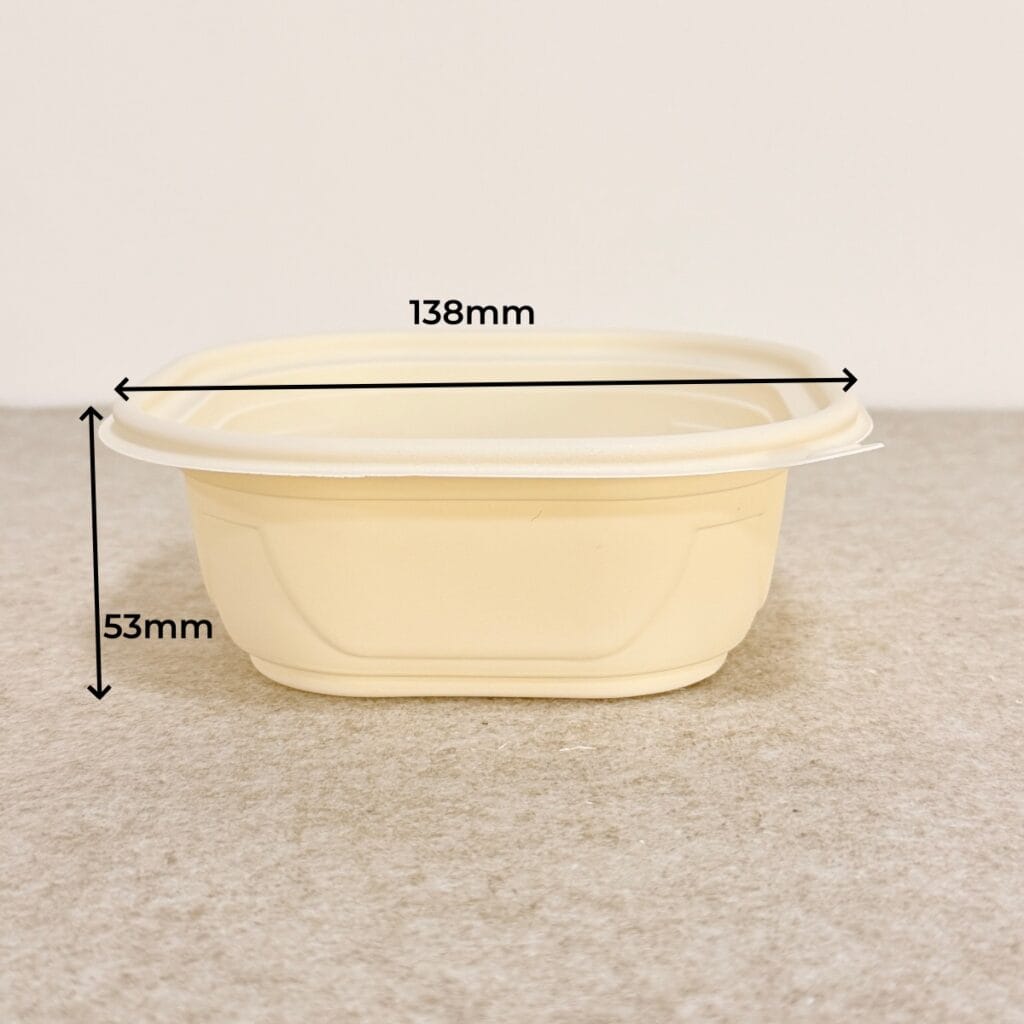 ふた付きコーンスターチ角型ボウル 450ml | Bioleader® コーンスターチ食器メーカー