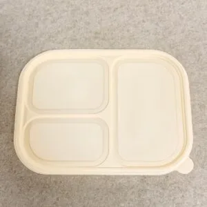 Лоток для пищевых контейнеров из кукурузного крахмала с крышкой 1000ml 3-Compt.| Bioleader® Производитель посуды из кукурузного крахмала