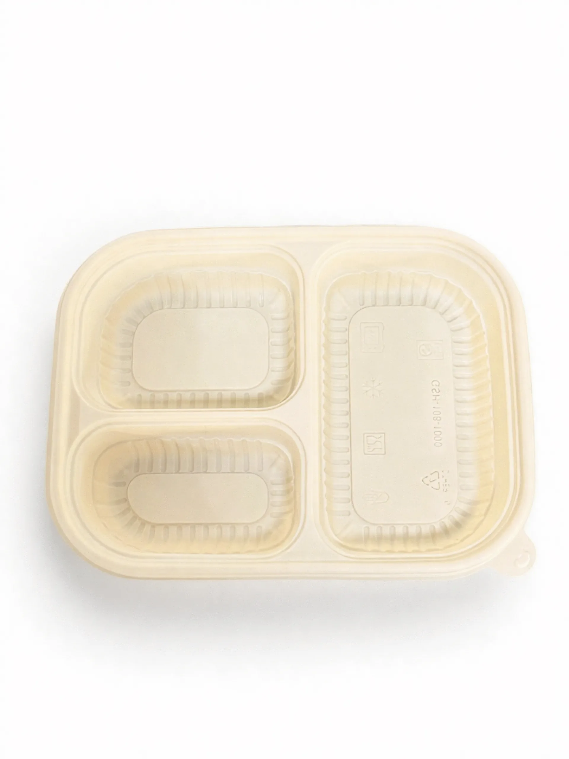 Cornstarch Food Container Tray With Lid 1000ml 3-Compt.| Bioleader® Cornstarch Tableware Manufacturer