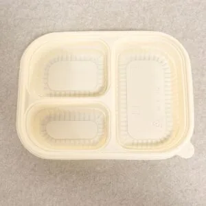 Лоток для пищевых контейнеров из кукурузного крахмала с крышкой 1000ml 3-Compt.| Bioleader® Производитель посуды из кукурузного крахмала