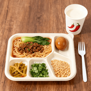 Cornstarch Food Container Tray With Lid 1100ml 5-Compt.| Bioleader® Cornstarch Tableware Manufacturer