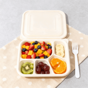Cornstarch Food Container Tray With Lid 1100ml 5-Compt.| Bioleader® Cornstarch Tableware Manufacturer