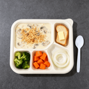 Cornstarch Food Container Tray With Lid 1100ml 5-Compt.| Bioleader® Cornstarch Tableware Manufacturer