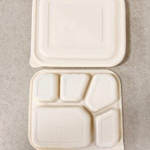 Cornstarch Food Container Tray With Lid 1100ml 5-Compt.| Bioleader® Cornstarch Tableware Manufacturer