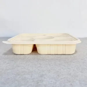Лоток для пищевых контейнеров из кукурузного крахмала с крышкой 1350ml 5-Compt.| Bioleader® Производитель посуды из кукурузного крахмала