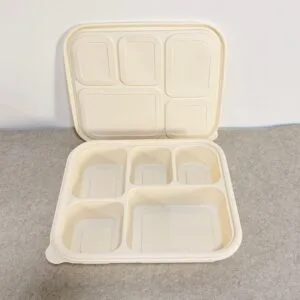 コーンスターチ製フードコンテナートレイ（フタ付き）1500ml 5-Compt.| Bioleader® コーンスターチ製食器メーカー
