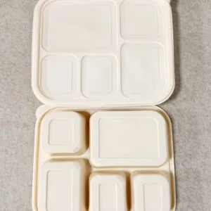 コーンスターチ製フードコンテナートレイ（フタ付き）1500ml 5-Compt.| Bioleader® コーンスターチ製食器メーカー