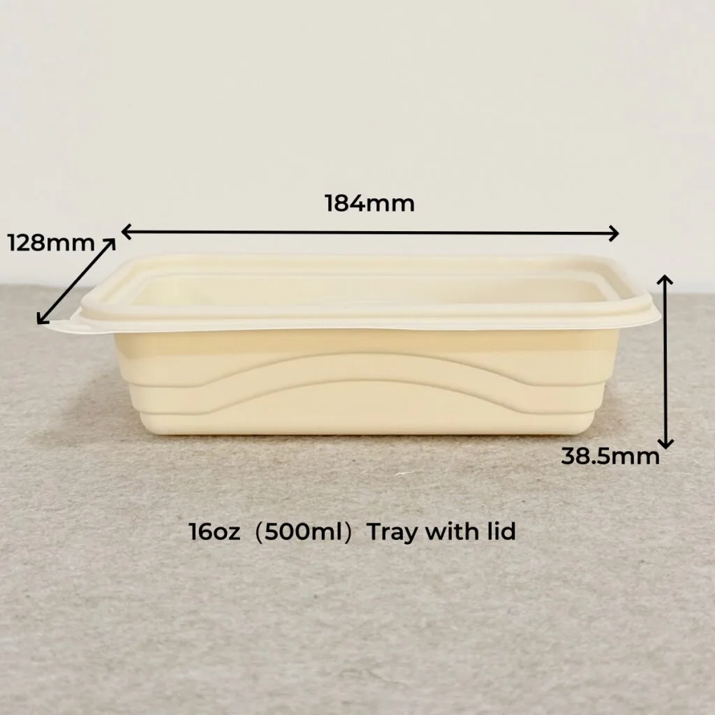 コーンスターチ製フードコンテナートレイ（蓋付き） 500ml | Bioleader® コーンスターチ食器メーカー