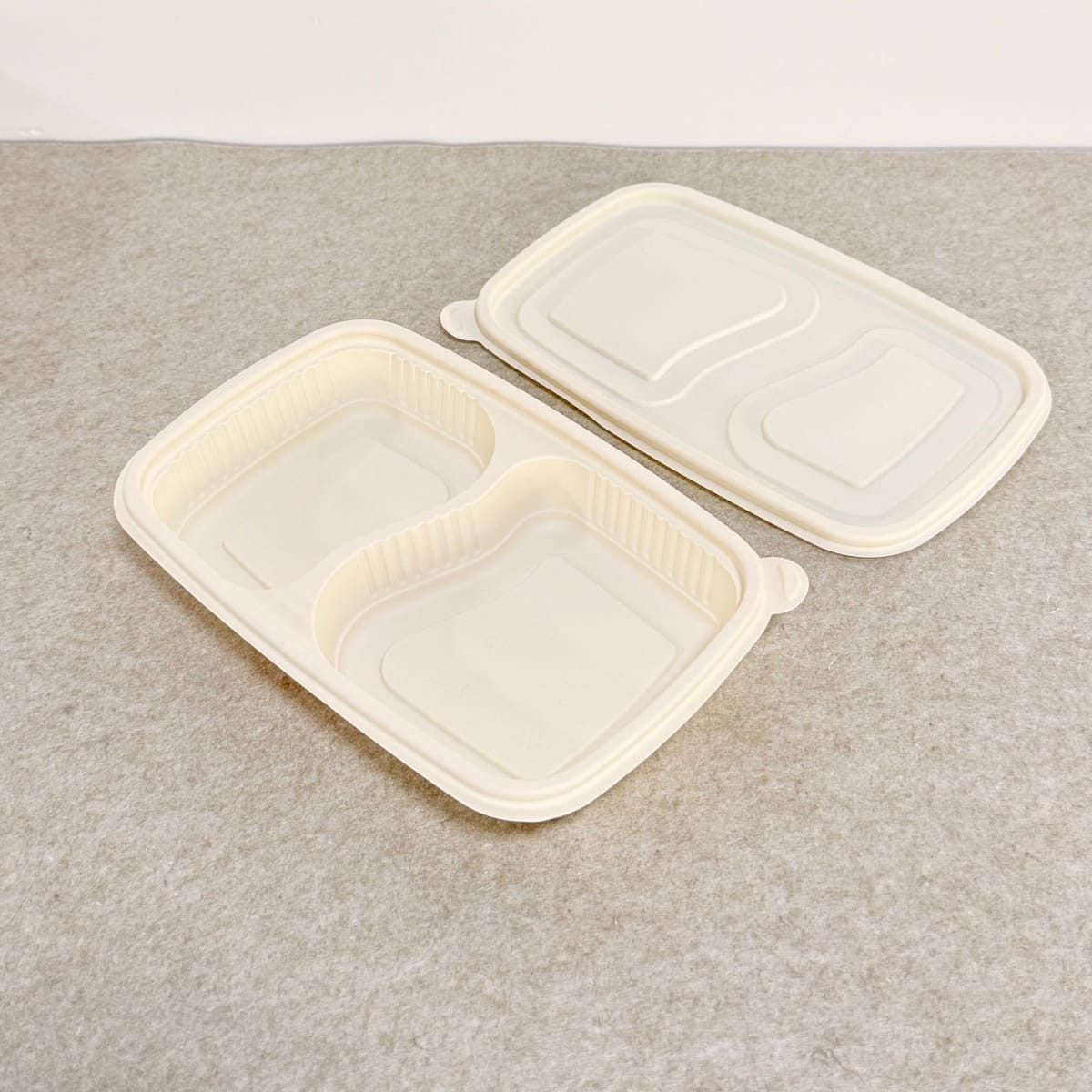 Almidón de Maíz Recipiente para Alimentos Bandeja Con Tapa 650ml 2-Compt.| Bioleader® Almidón de Maíz Vajilla Fabricante