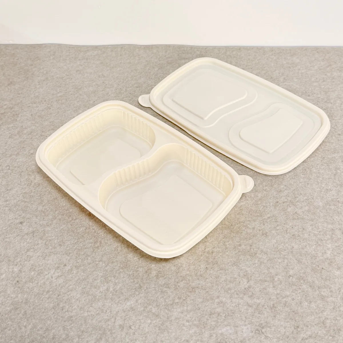 Cornstarch Food Container Tray With Lid 650ml 2-Compt.| Bioleader® Cornstarch Tableware Manufacturer