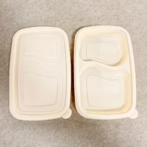 Cornstarch Food Container Tray With Lid 650ml 2-Compt.| Bioleader® Cornstarch Tableware Manufacturer