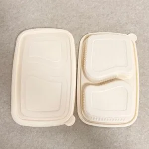 Cornstarch Food Container Tray With Lid 650ml 2-Compt.| Bioleader® Cornstarch Tableware Manufacturer
