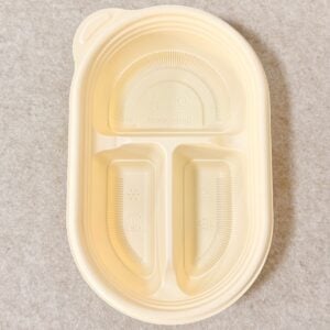 Cornstarch Food Container Tray With Lid 650ml 3-Compt.| Bioleader® Cornstarch Tableware Manufacturer