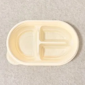 Maïszetmeel voedselcontainer met deksel 650ml 3-Compt.| Bioleader® Fabrikant van maïszetmeel tafelgerei