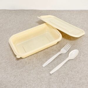 Tabuleiro de Recipiente Alimentar de Amido de Milho com Tampa 1000ml | Fabricante de Talheres de Amido de Milho Bioleader®