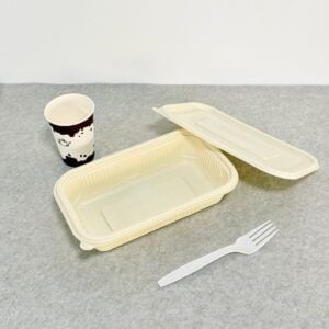 Tabuleiro de Recipiente Alimentar de Amido de Milho com Tampa 1000ml | Fabricante de Talheres de Amido de Milho Bioleader®