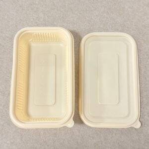 Tabuleiro de Recipiente Alimentar de Amido de Milho com Tampa 1000ml | Fabricante de Talheres de Amido de Milho Bioleader®