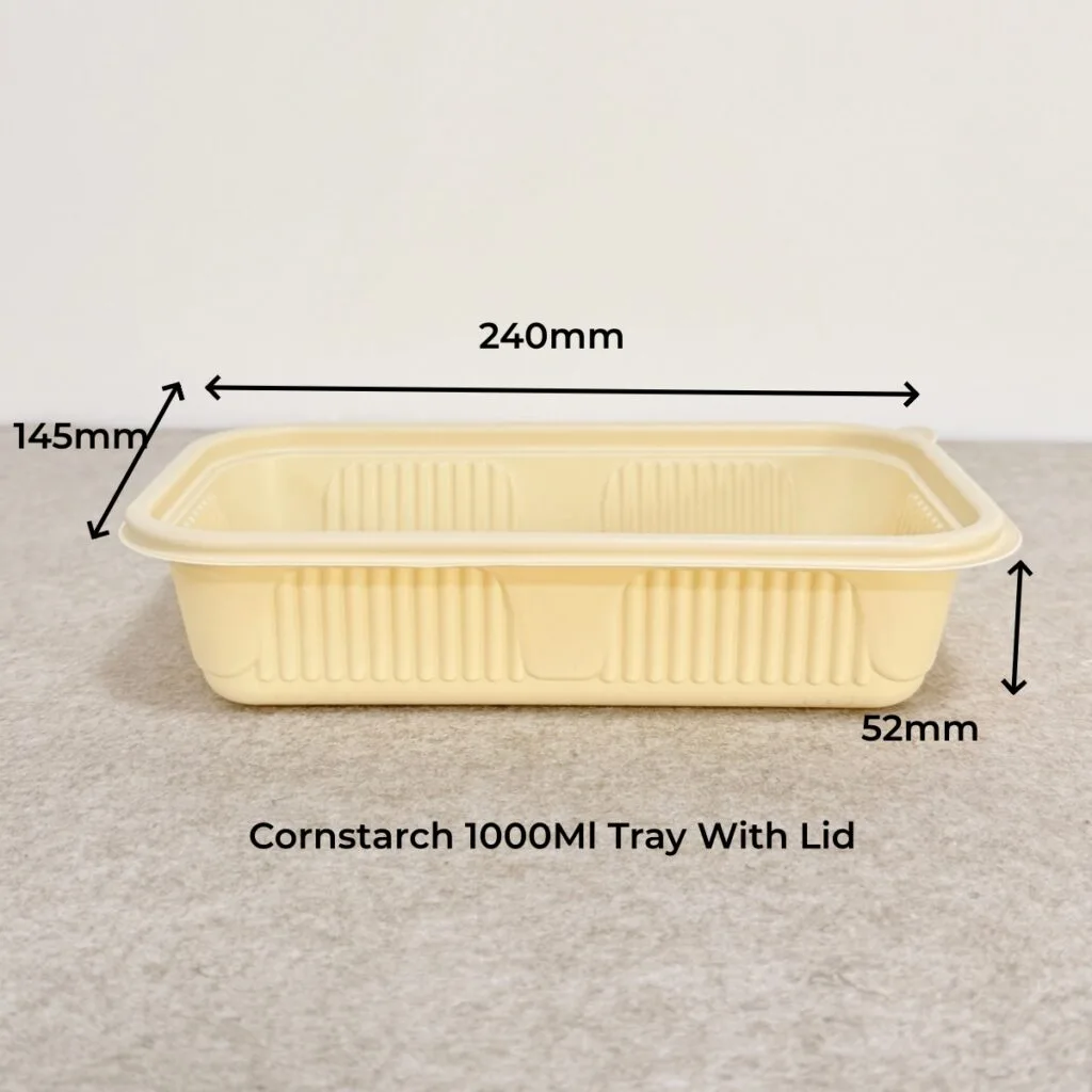 Cornstarch Food Container Tray With Lid 1000ml | Bioleader® Cornstarch Tableware Manufacturer