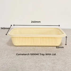 Almidón de Maíz Bandeja Recipiente con Tapa 1000ml | Bioleader® Almidón de Maíz Vajilla Fabricante