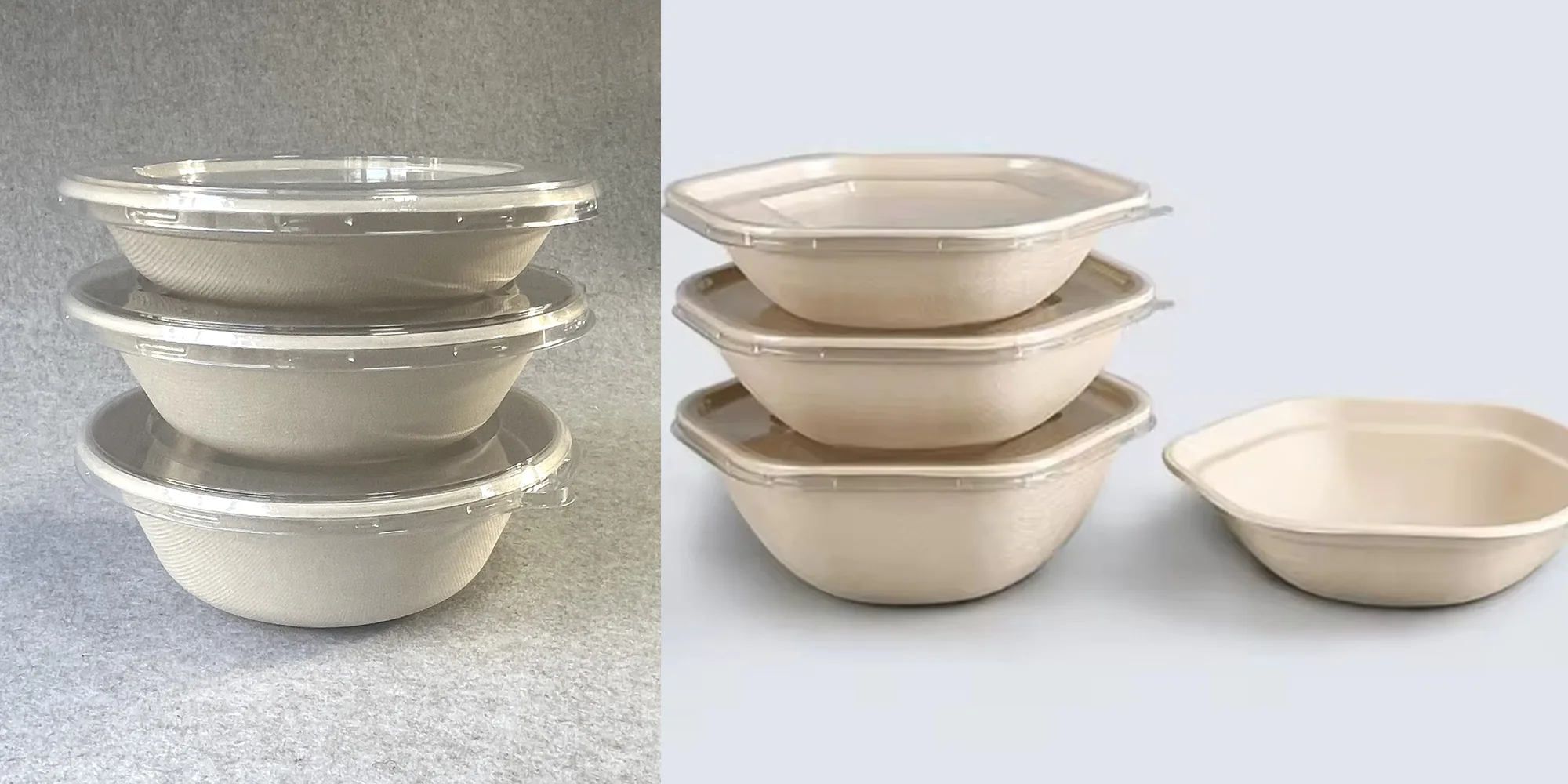sugarcane bagasse salad bowls with lids