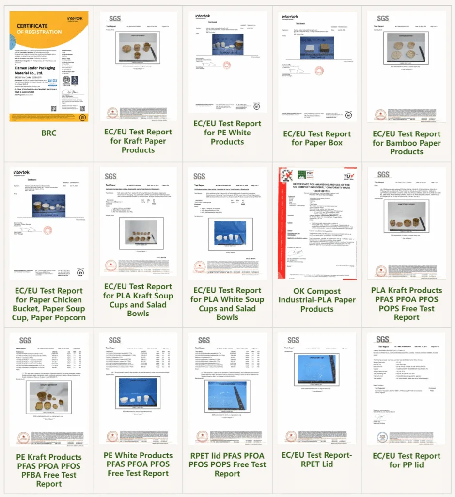 Zertifikate für Pappbecher