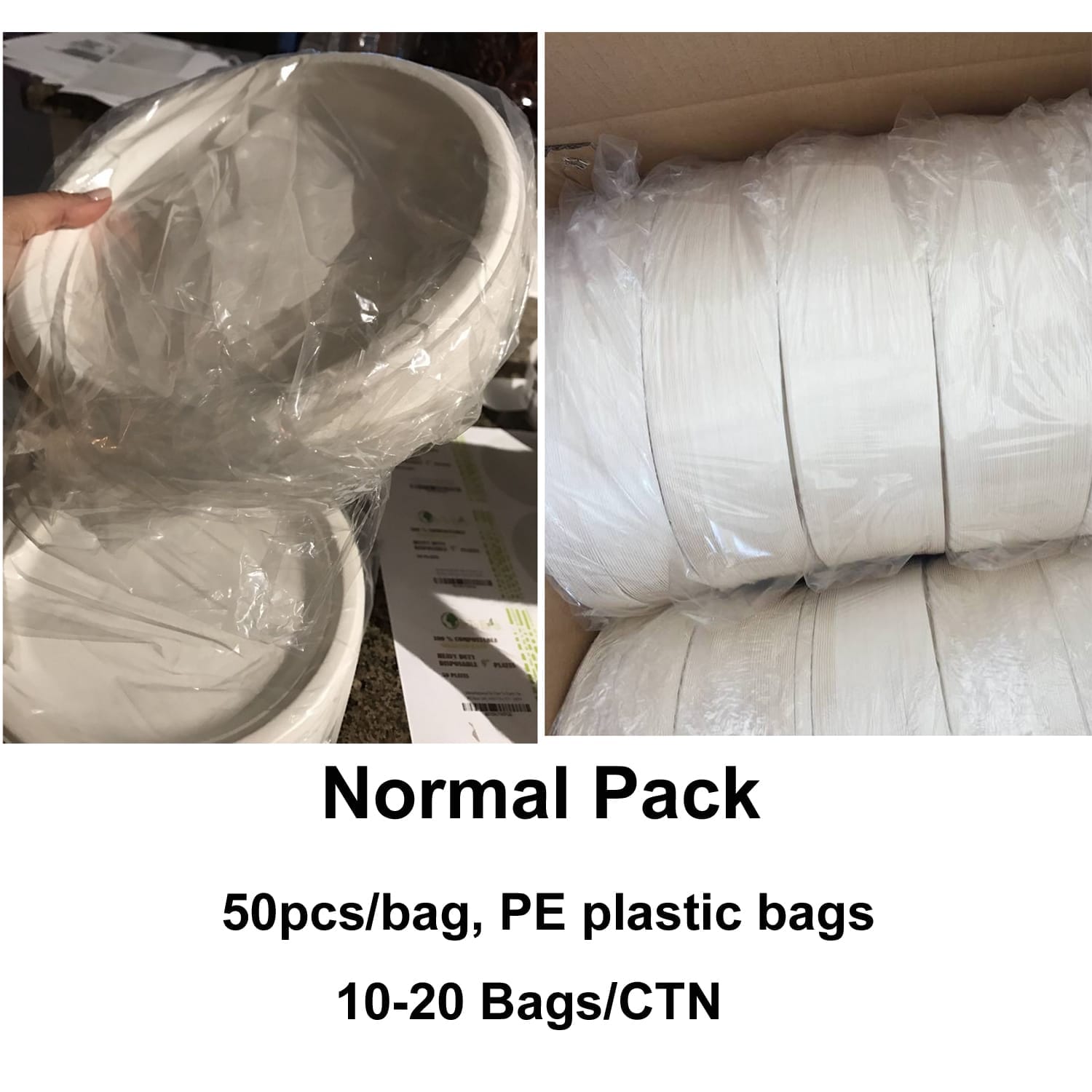 Normal Pack of sugarcane bagasse plates 1