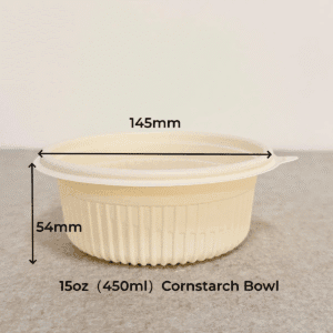 Taças de amido de milho compostáveis em vários tamanhos com tampa do fabricante Bioleader