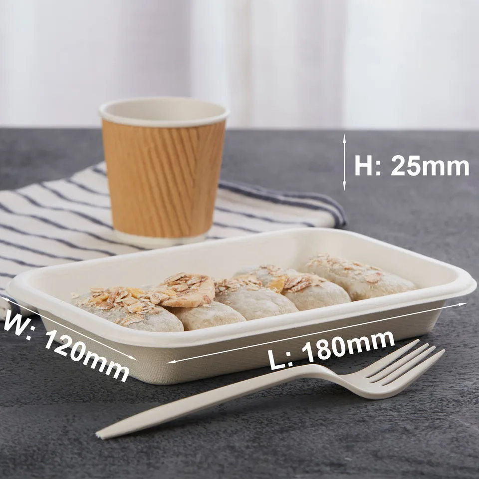 Composteerbaar dienblad van bagasse voor feestjes en cateringschotels