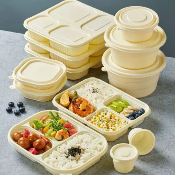 Bioleader® Cornstarch Tableware including clamshell boxes, bowls, and cups – eco-friendly and compostable food packaging solutions
